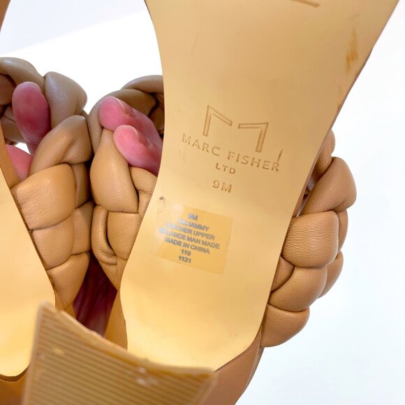 Marc Fisher Braided Leather Heeled Sandals, Size 9 - Picture 7 of 8